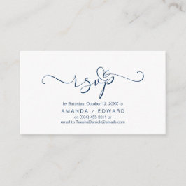 Romántico, azul marino, Invitación RSVP, responder