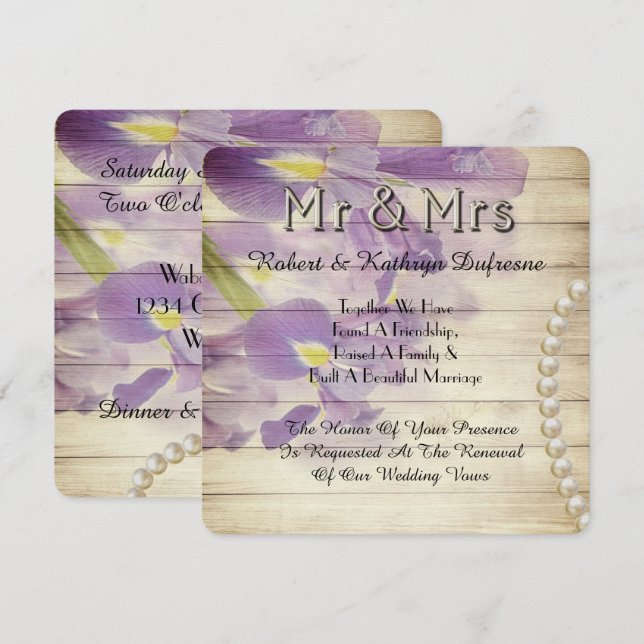 Romántico Boda Lilies Vow Invitación a la renovaci (Anverso / Reverso)