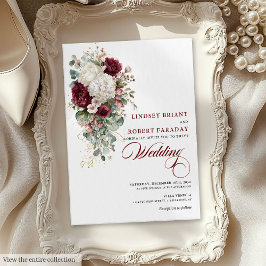 Romántico Boho Borgoña Invitación a la boda de la 