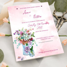 Romántico Bouquet Floral Invitación a la Boda Rosa
