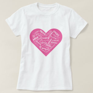 Romántico Camiseta Diseño de textos de amor multil