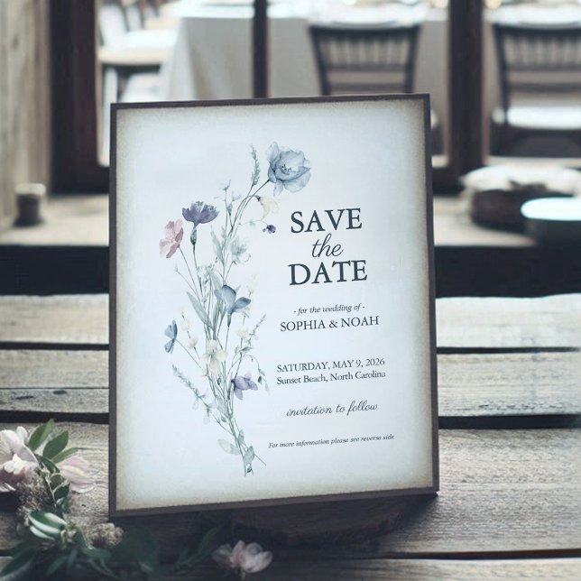 Romántico color de agua floral Guardar tarjeta de  (Subido por el creador)