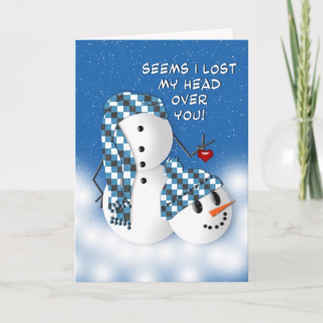 Romántico con humor Tarjeta de invierno - Snowman (Anverso)