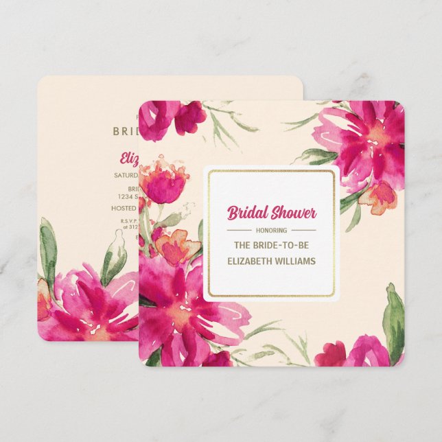Romántico Diseño Floral Invitaciones a ducha de no (Anverso / Reverso)