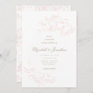 Romántico Elegante Esbozo Floral Invitación a la B
