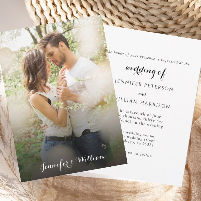Romántico Elegante Script Invitación a la boda fot (Subido por el creador)