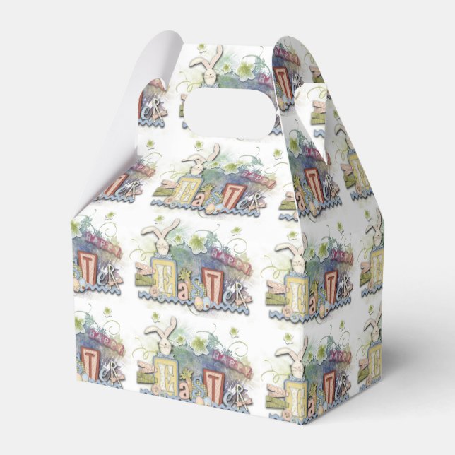 Romántico Feliz Pascua Bunny Caja de Favor de Salu (Front Side)