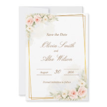 Romántico floral guardar la fecha Dusty Blush Peo
