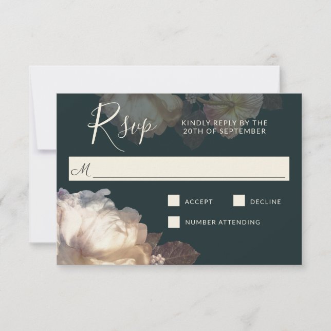Romántico florecimiento Elegante Boda Floral RSVP (Anverso)