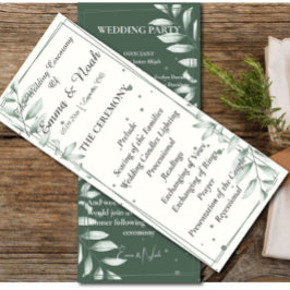 Romántico Gentle Green Leaves programa plano Boda