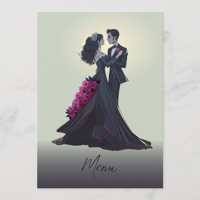 Romántico Gótico Amantes Elegante Menú Gourmet (Anverso)