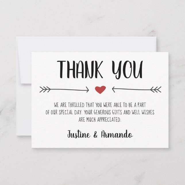 ROMÁNTICO GRACIAS TARJETA (Anverso)