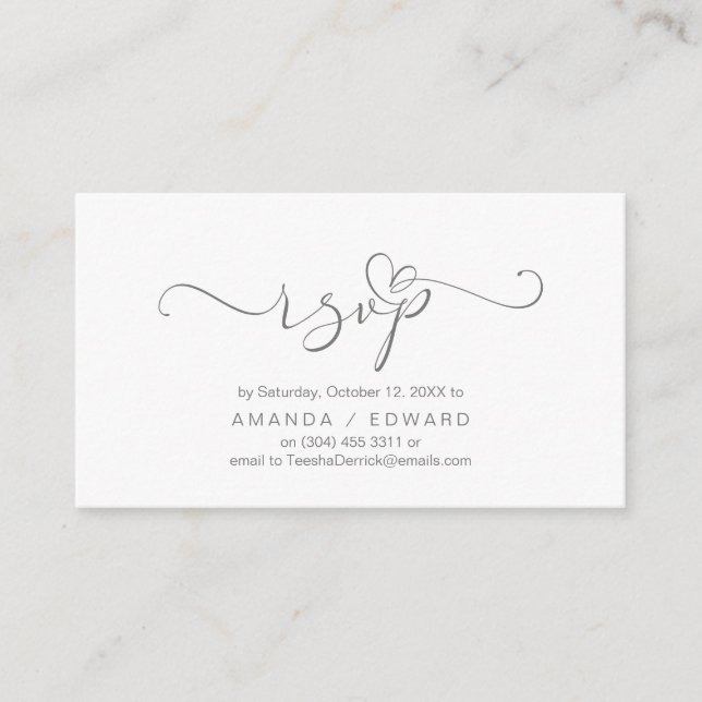 Romántico, gris, Invitación RSVP, responder (Anverso)