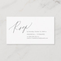 Romántico, gris oscuro, invitación RSVP, responder