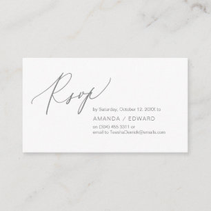 Romántico, gris oscuro, invitación RSVP, responder