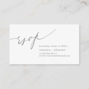 Romántico, gris oscuro, invitación RSVP, responder