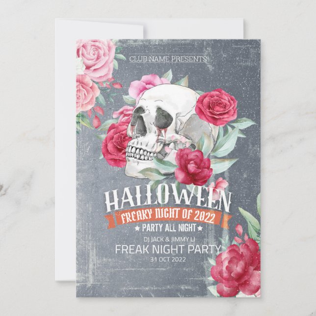 Romántico horror Invitación a la fiesta de Hallowe (Anverso)