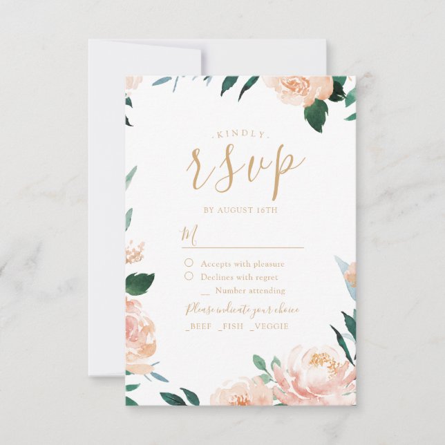 Romántico jardín acuarela boda floral RSVP (Anverso)