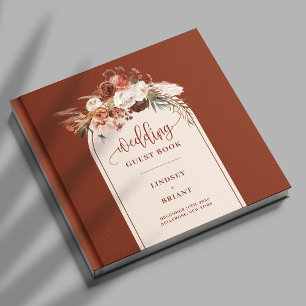 Romántico libro de invitados de flores de boho pam