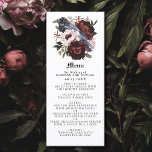 Romántico menú Boda de acuarela gótica<br><div class="desc">Este gótico de diseño de boda raven florido presenta un ilustracion acuático sencillo y monótono de un cuervo encaramado en un ramo. Perfecto para un boda de gótico eterno y romántico u otra ocasión especial. Está muy bien adaptado a un evento temido en otoño o a un evento de invierno...</div>