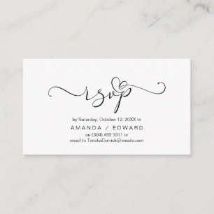 Romántico, Negro, Invitación RSVP, responder