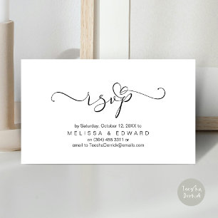 Romántico, negro, Invitación RSVP, responder