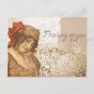 Romántico pensamiento vintage de tu postal