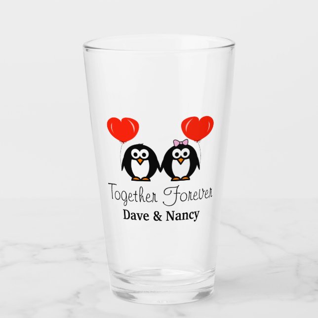 Romántico pingüino personalizado pareja de boda (Anverso)