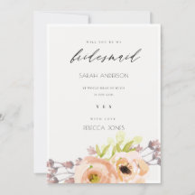 ROMÁNTICO, PURPLE, BLUE FLORAL TARJETA BRIDESMAID