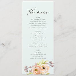 ROMÁNTICO, PURPLE, TARJETA DE MENÚ FLORAL AZUL