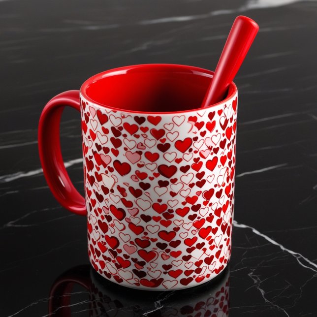 Romántico Red Hearts Mug - Copa de amor y café (Subido por el creador)