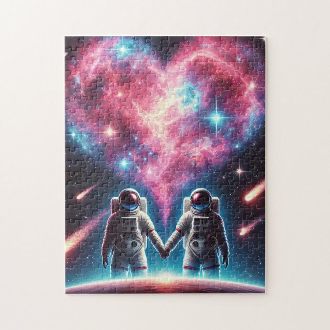 Romántico rompecabezas astronauta - Diseño de nebu (Vertical)
