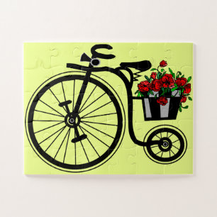Romántico rompecabezas con bicicleta de flores