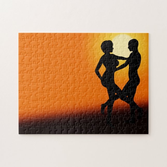 Romántico rompecabezas de baile de atardecer (Horizontal)