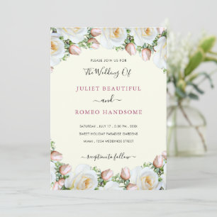 Romántico Roses Blancos Elegante Invitación a la B