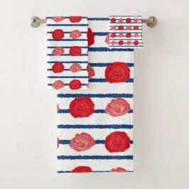 Romántico Roses Rojos Patrón floral Trendy Bath To