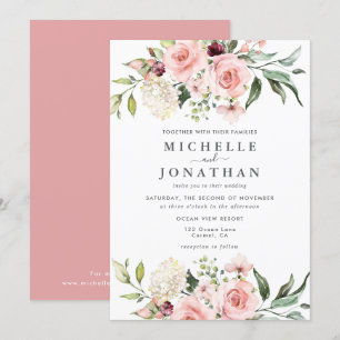 Romántico Roses rosados Polvorientos Invitación a 