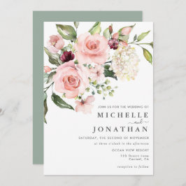 Romántico Roses rosados Polvorientos Invitación a 