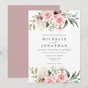 Romántico Roses rosados Polvorientos Invitación a 