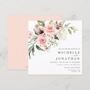 Romántico Roses rosados Polvorientos Invitación a