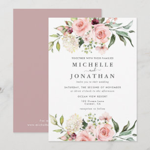 Romántico Roses rosados Polvorientos Invitación a 