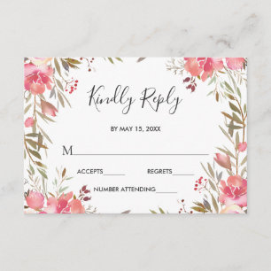 Romántico Rubor Bloom Floral Wedding RSVP