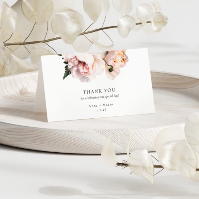 Romántico Rubor Floral Gracias tarjeta ducha novia (Subido por el creador)
