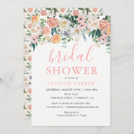 Romántico Rubor Flores Invitación a ducha de novia