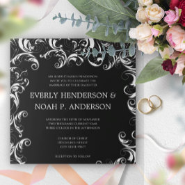 Romántico Square Fancy Swirl Wedding Invitación