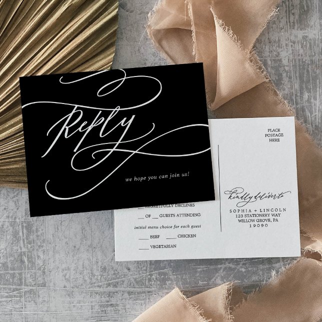 Romántico | Tarjeta postal RSVP de la opción del m (Subido por el creador)