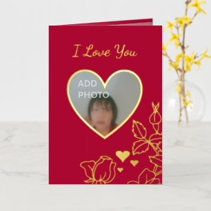 Romántico Te Amo Tarjeta de Relieve metalizado de