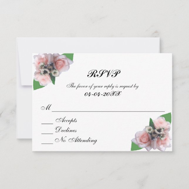 Romántico tres rosas rosadas moda floral RSVP (Anverso)