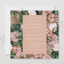 Romántico Tropical Floral suave durazno verde rosa