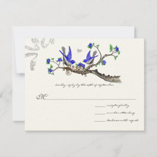 Romántico Vintage Royal Blue Wedding RSVP